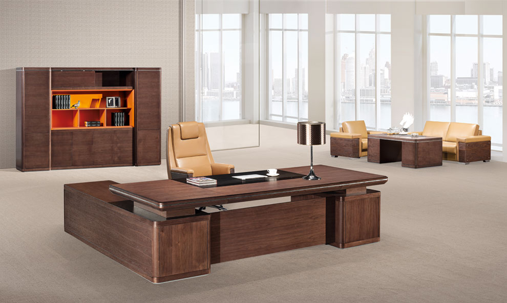 胡桃原木色實(shí)木辦公桌B2817M/B3217M/B3617M